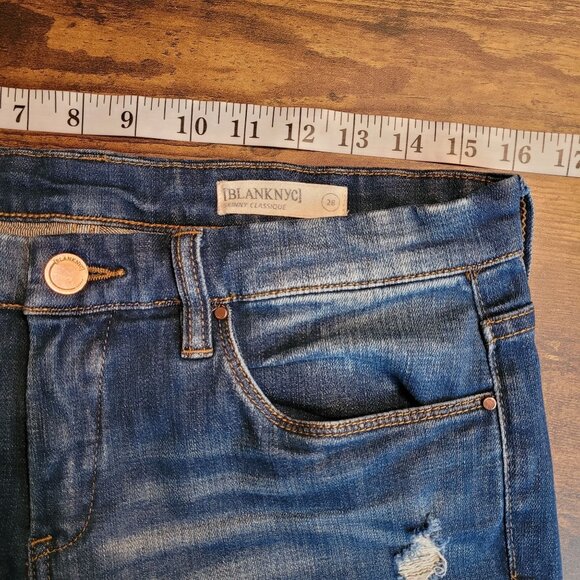Blank NYC Jeans Size 28 Skinny Classique Mid Rise Ripped Medium Light Wash - Picture 6 of 11